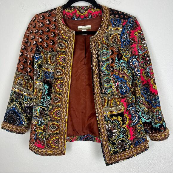 Muse for Boston Proper | Multi Colored Pattern Boho Blazer Festival Jacket 2 - Picture 1 of 7